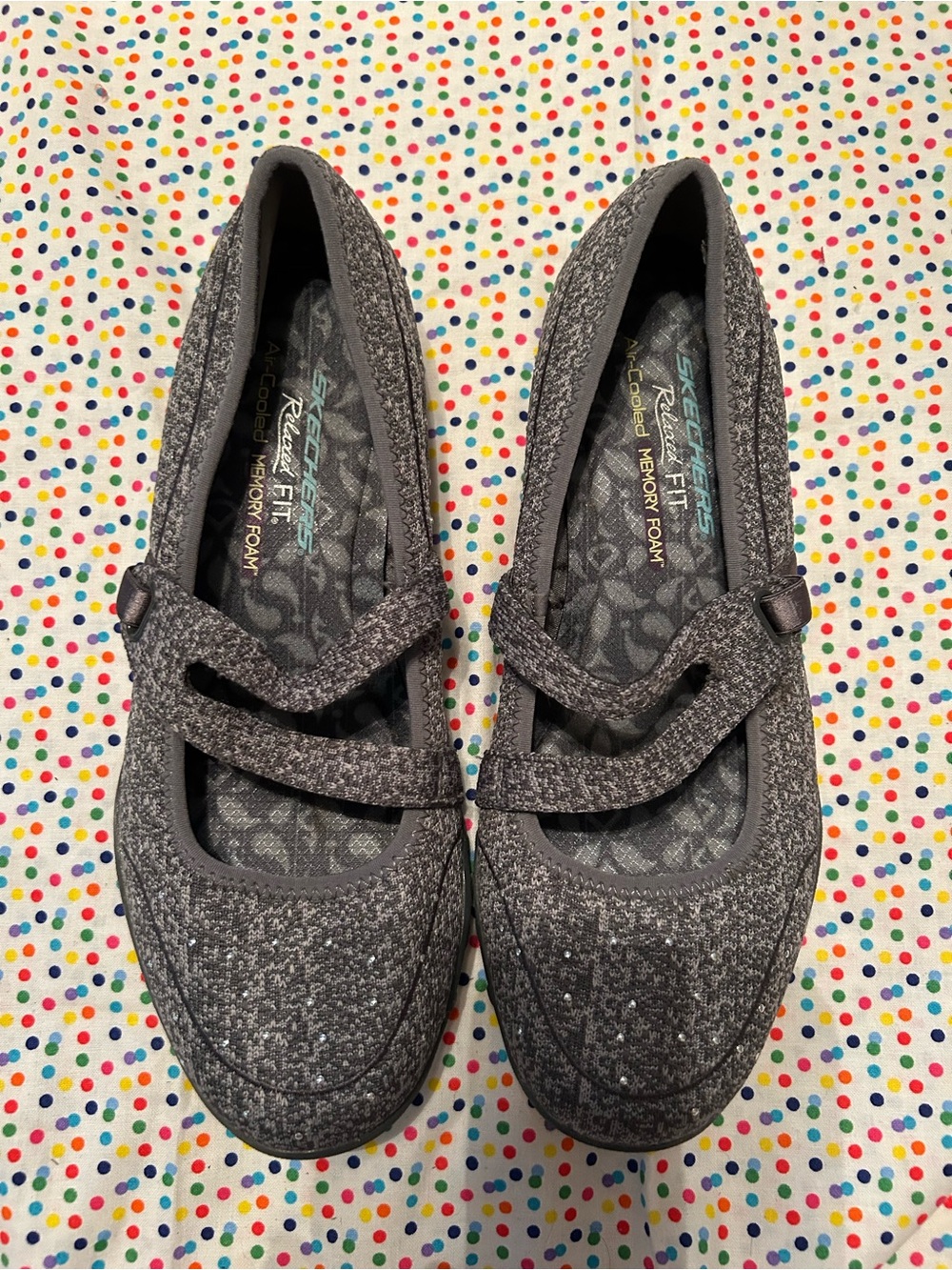 Skechers Gray Sparkle Mary Jane Flats